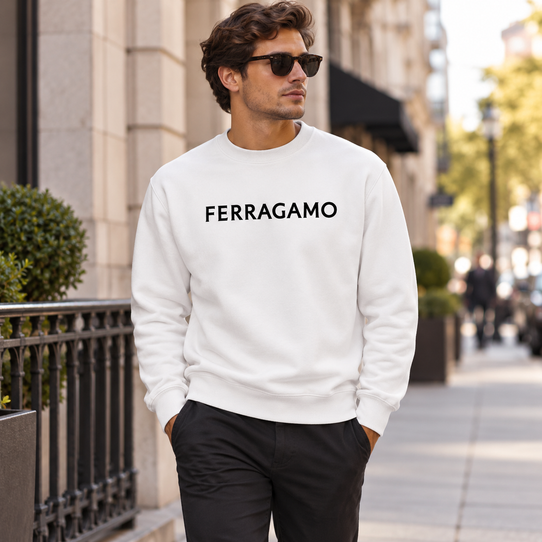Men's Ferragamo Crewneck Sweatshirt - White - Image 2