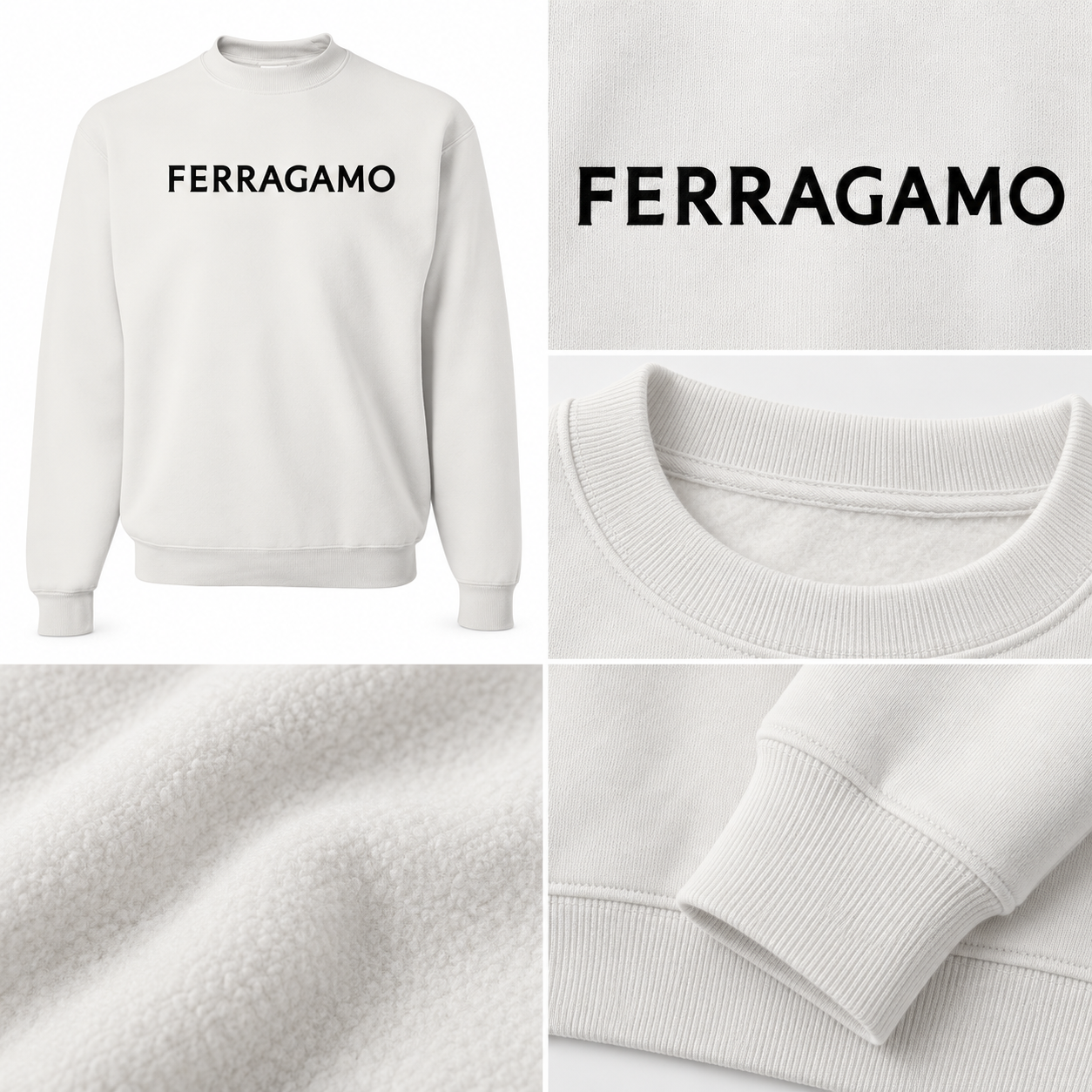 Men's Ferragamo Crewneck Sweatshirt - White - Image 3