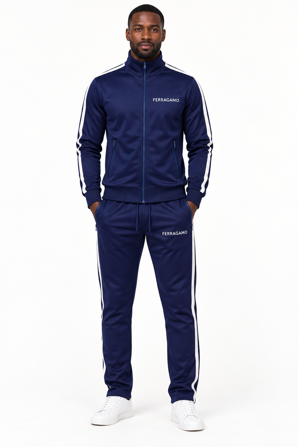 Men's Ferragamo Dri-Fit TrackSuit | Color: Navy | View 1