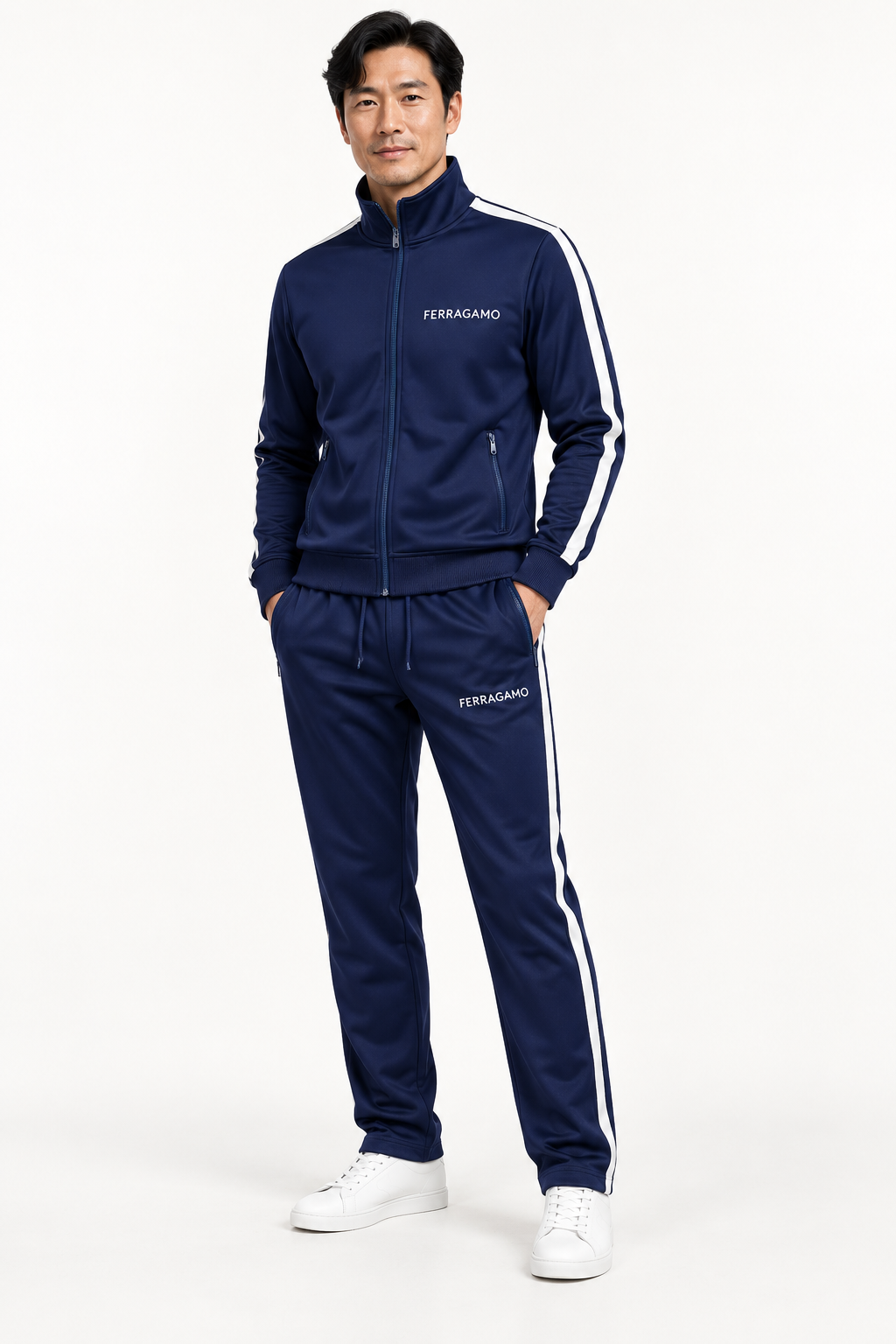 Men's Ferragamo Dri-Fit TrackSuit | Color: Navy | View 2