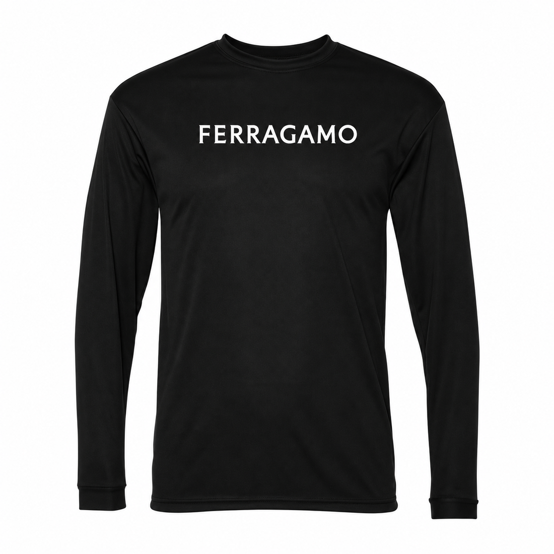 Ferragamo polyester long sleeve shirt in Black, main front view