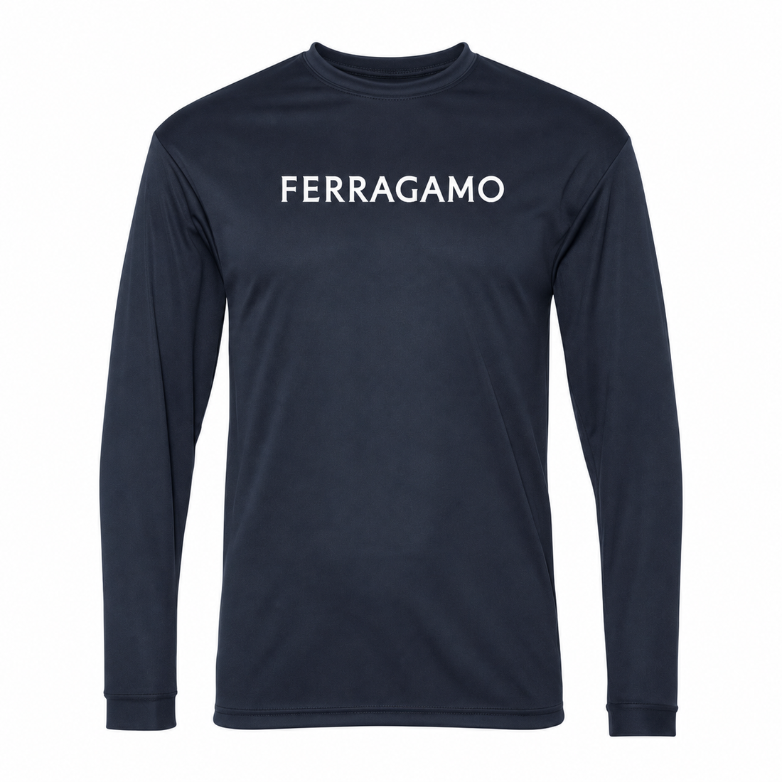 Ferragamo polyester long sleeve shirt in Navy, main front view