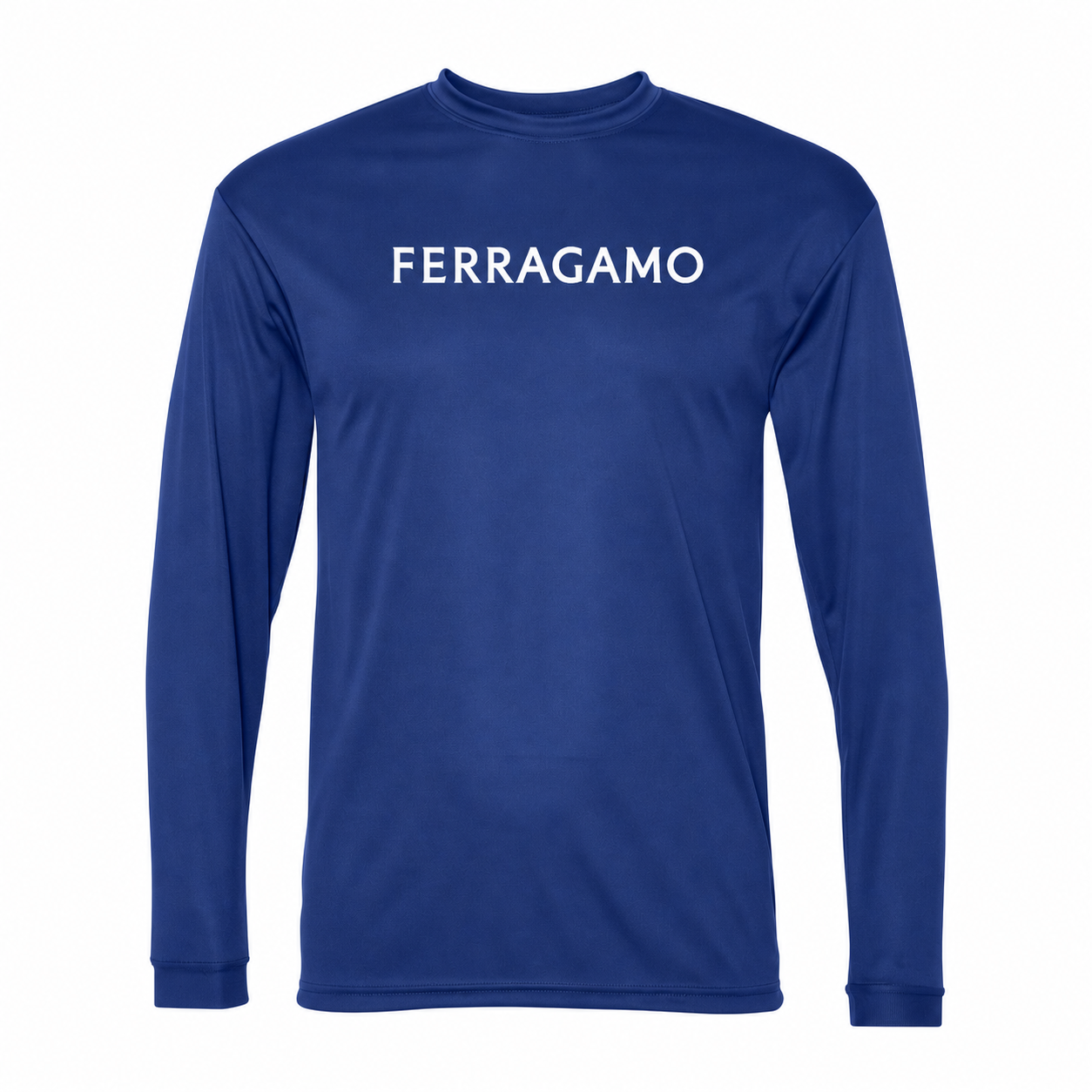 Ferragamo polyester long sleeve shirt in Royal Blue, main front view