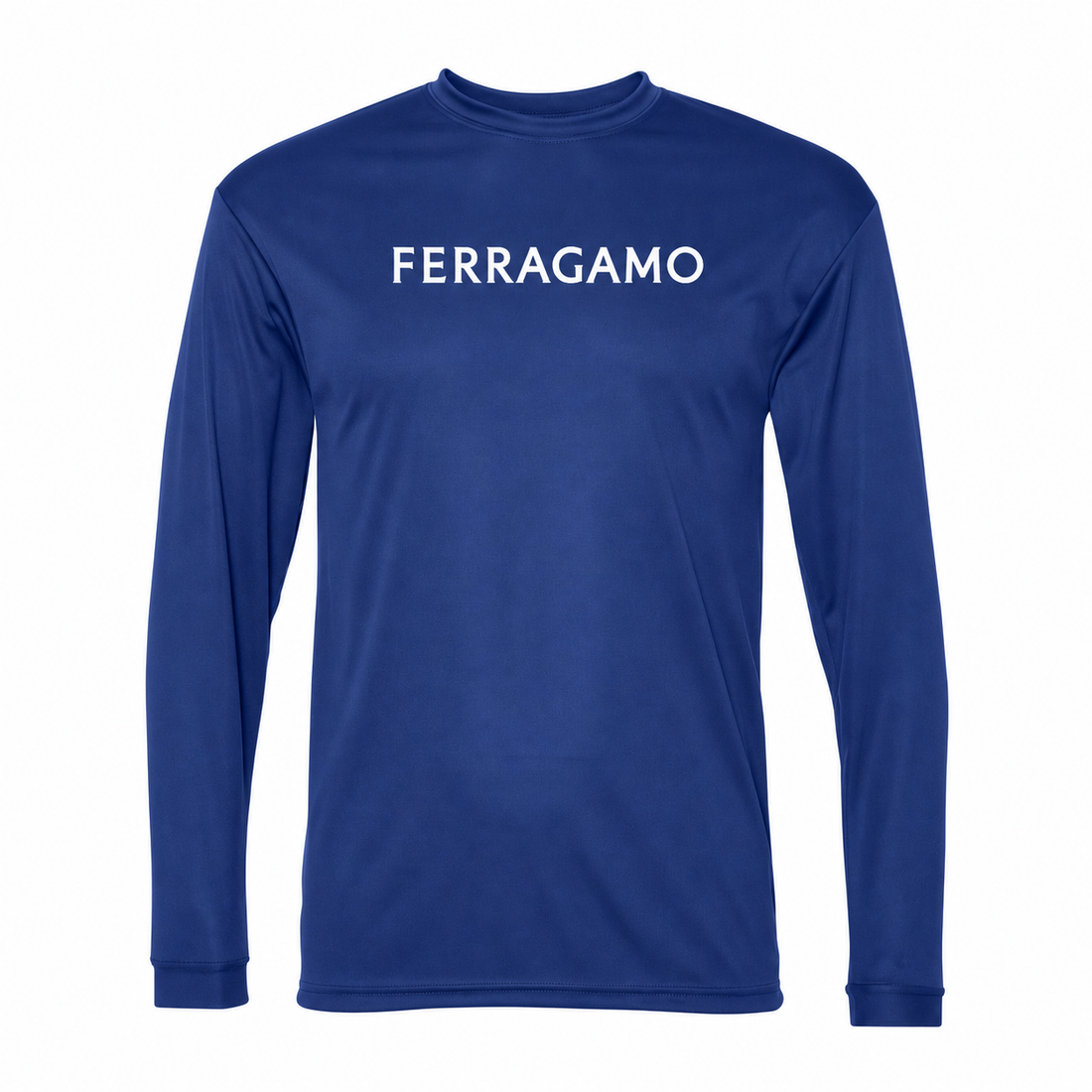 Ferragamo polyester long sleeve shirt in Royal Blue, main front view