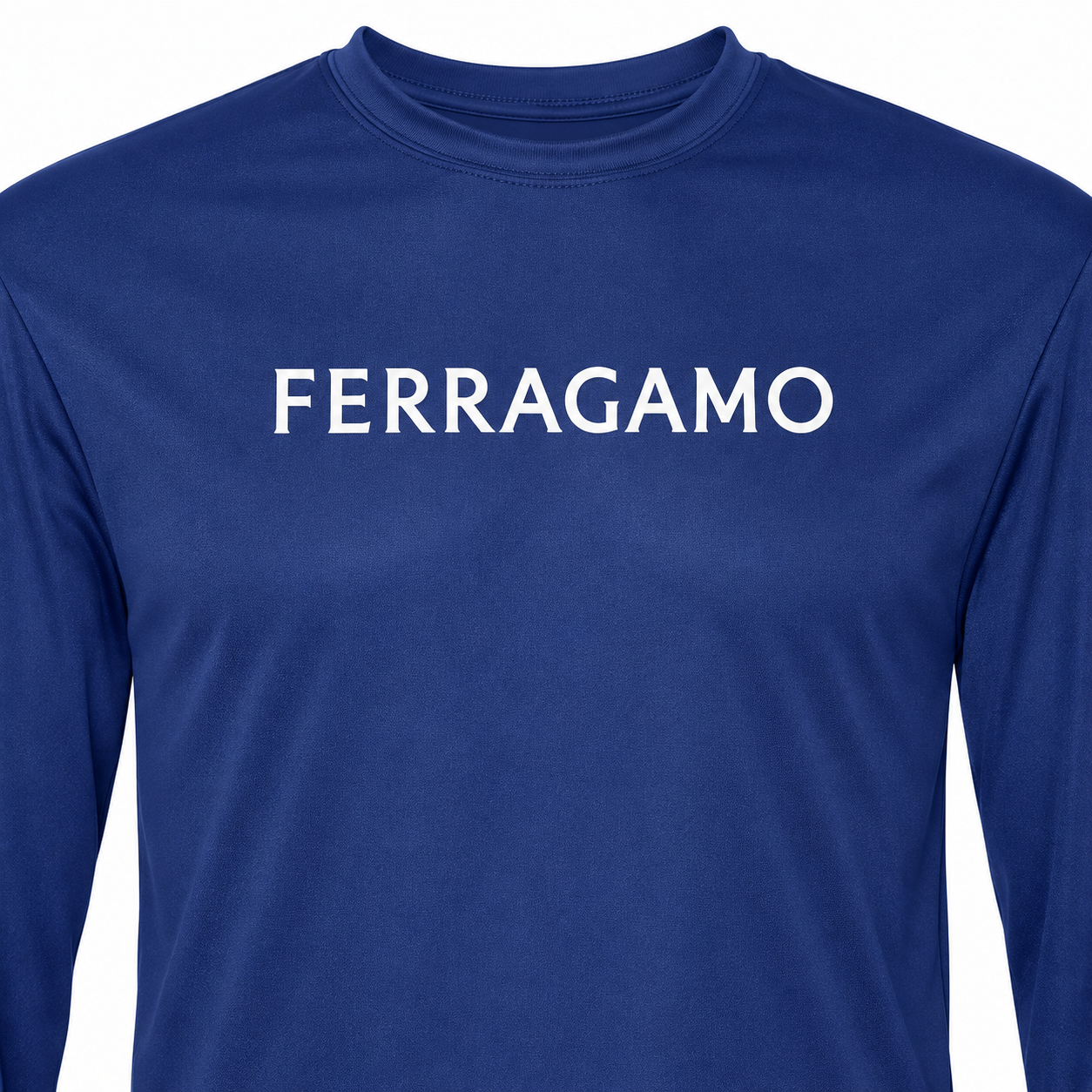 Ferragamo polyester long sleeve shirt in Royal Blue, print detail