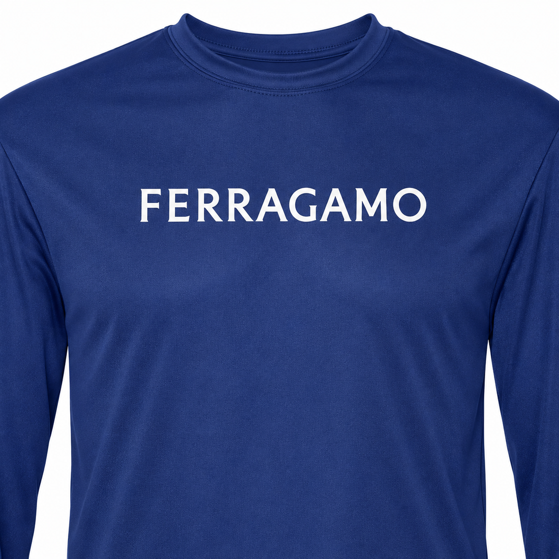 Ferragamo polyester long sleeve shirt in Royal Blue, print detail