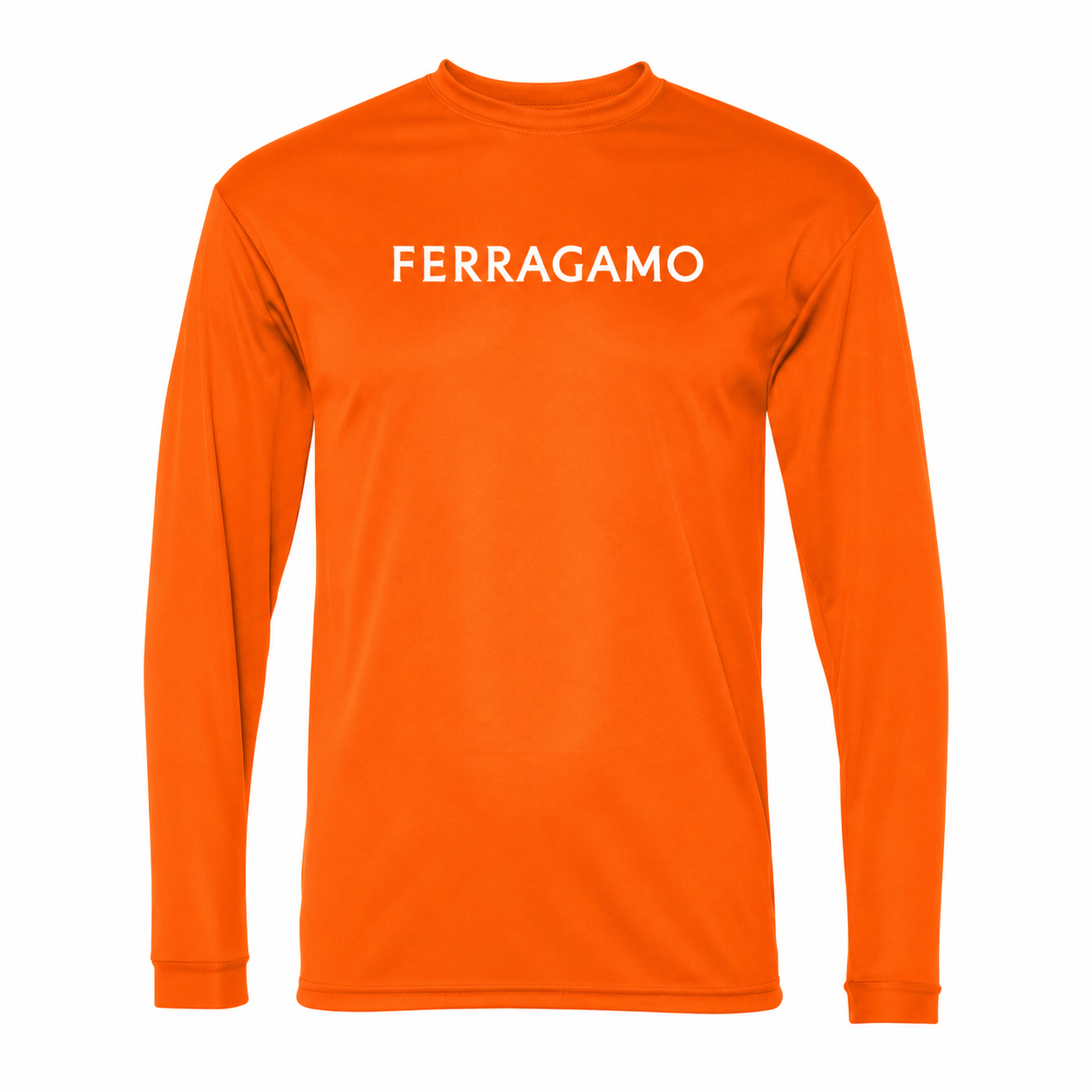 Ferragamo polyester long sleeve shirt in Safety Orange, main front view