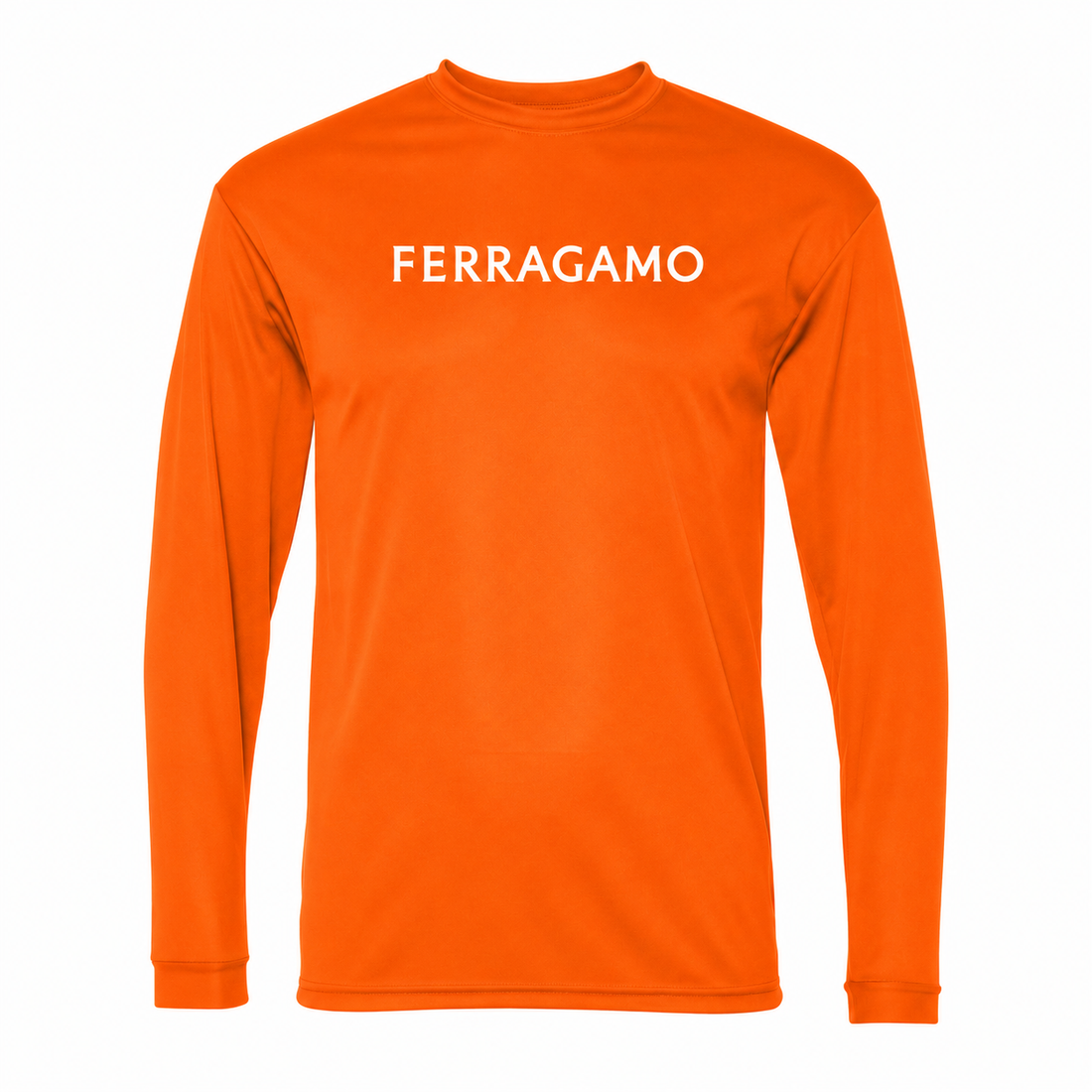 Ferragamo polyester long sleeve shirt in Safety Orange, main front view