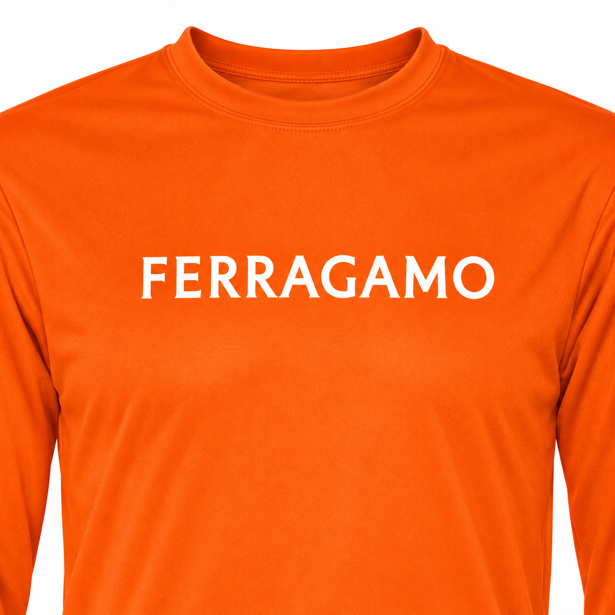 Ferragamo polyester long sleeve shirt in Safety Orange, print detail
