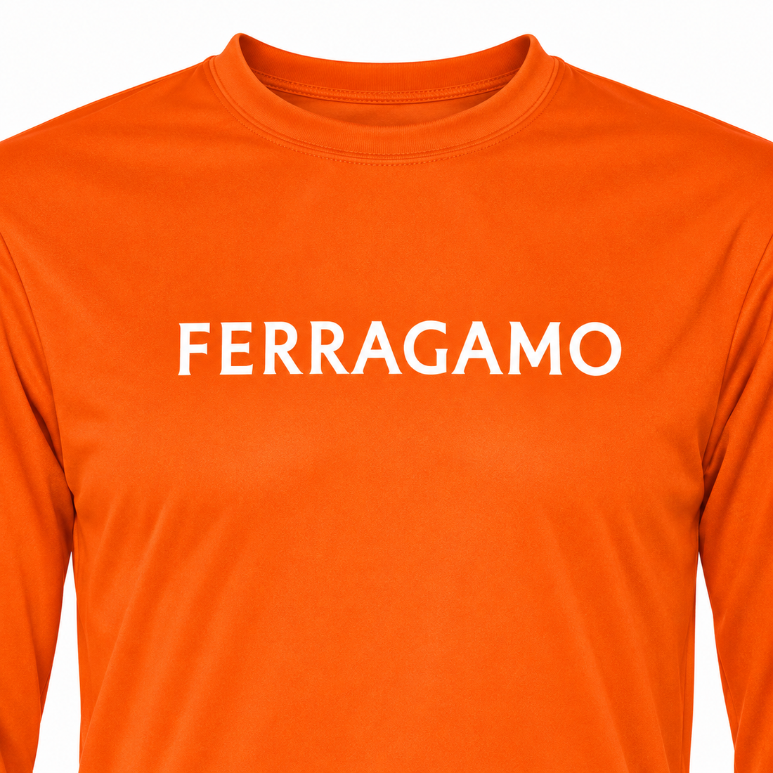 Ferragamo polyester long sleeve shirt in Safety Orange, print detail