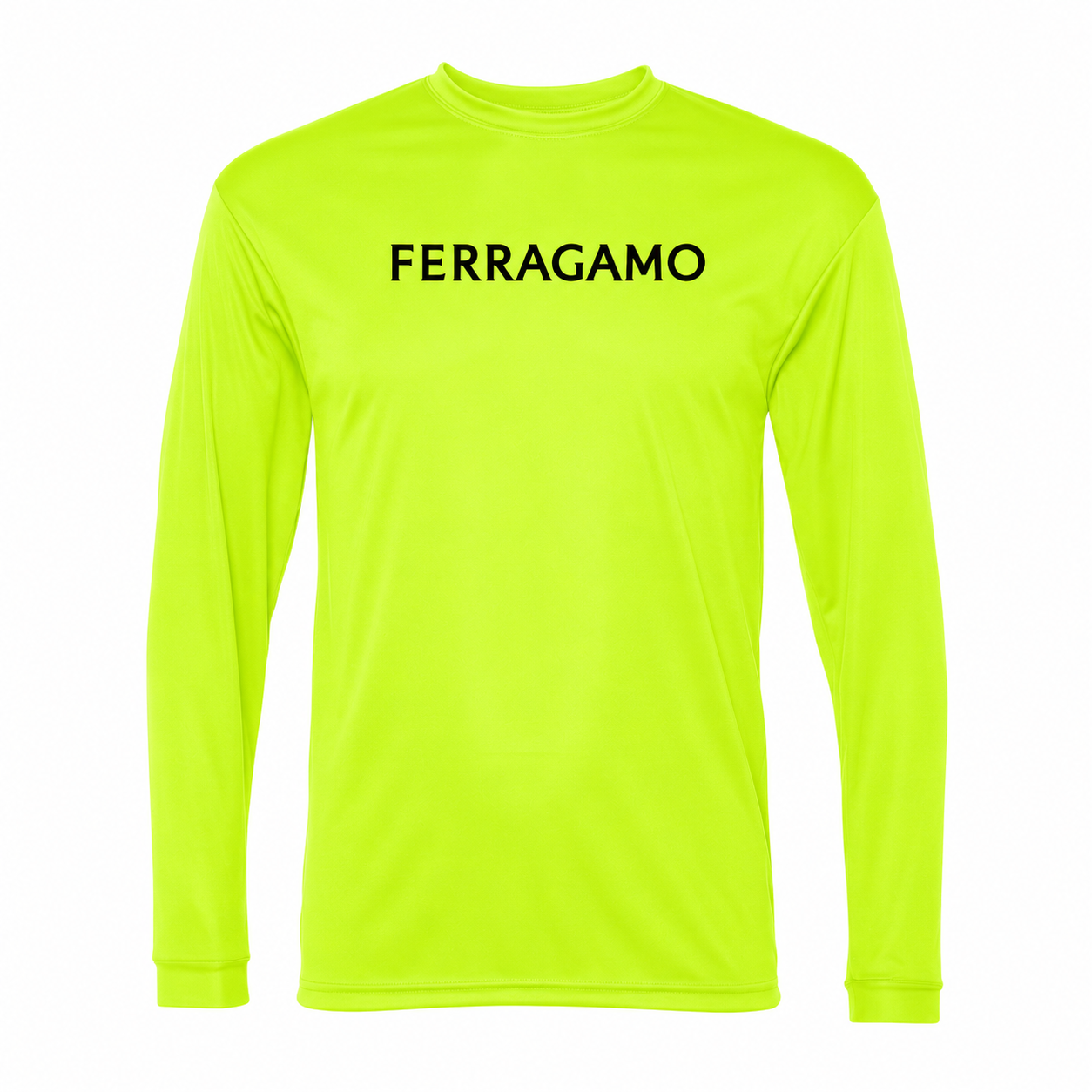 Ferragamo polyester long sleeve shirt in Safety Yellow, main front view