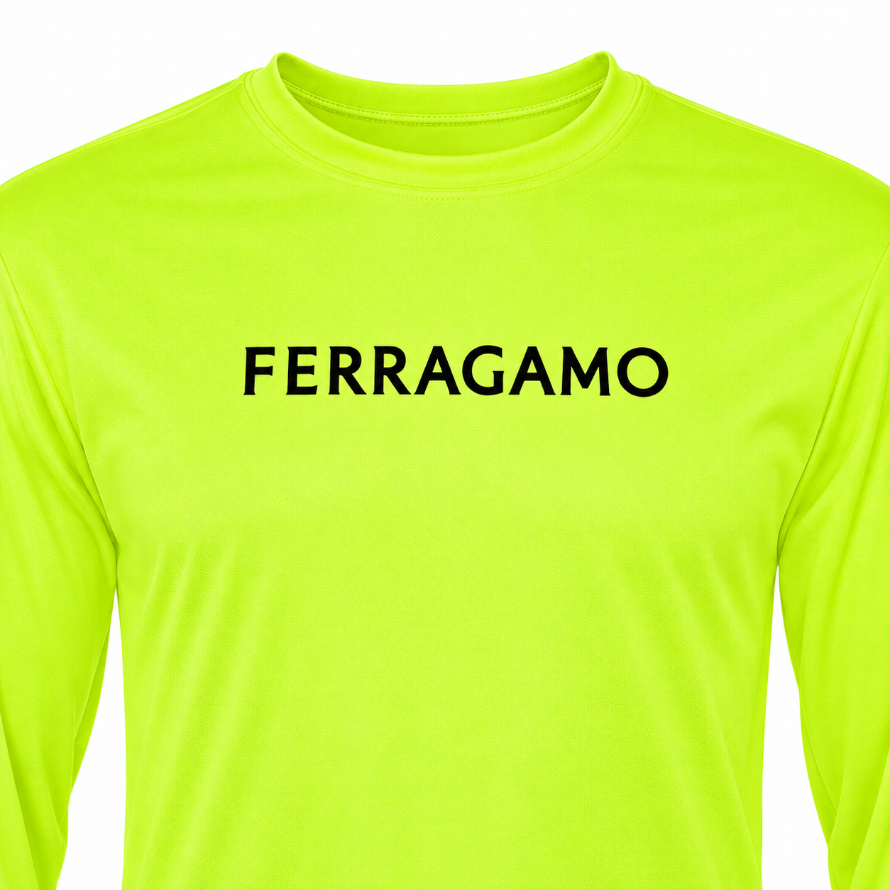 Ferragamo polyester long sleeve shirt in Safety Yellow, print detail