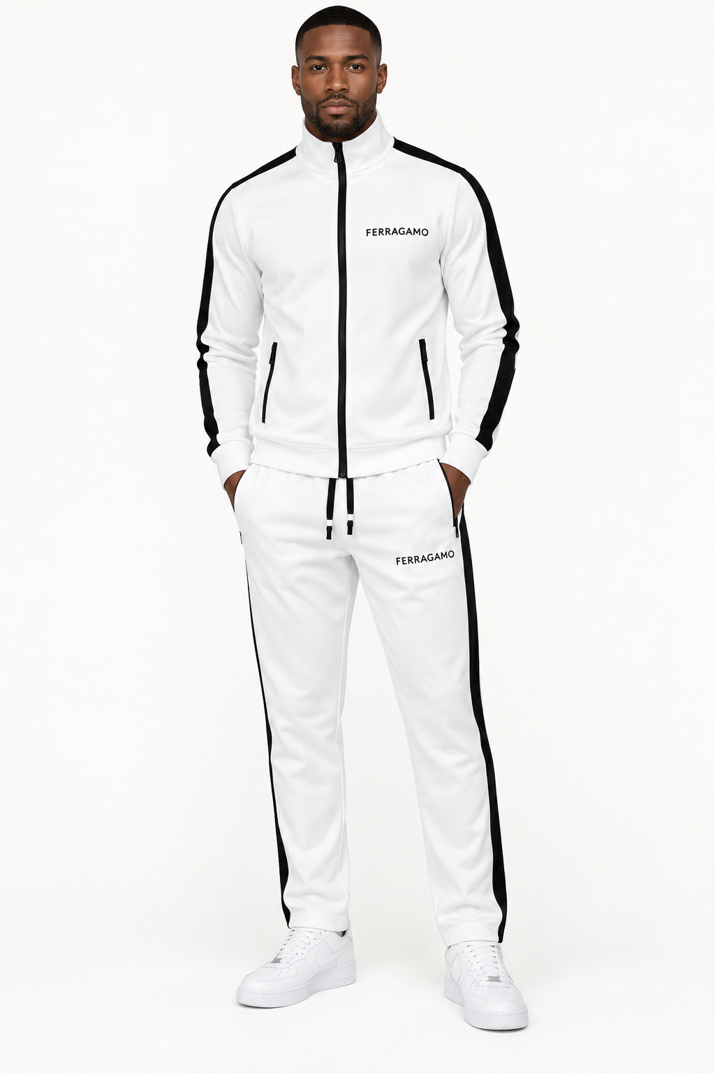 Men's Ferragamo Dri-Fit TrackSuit | Color: White | View 1