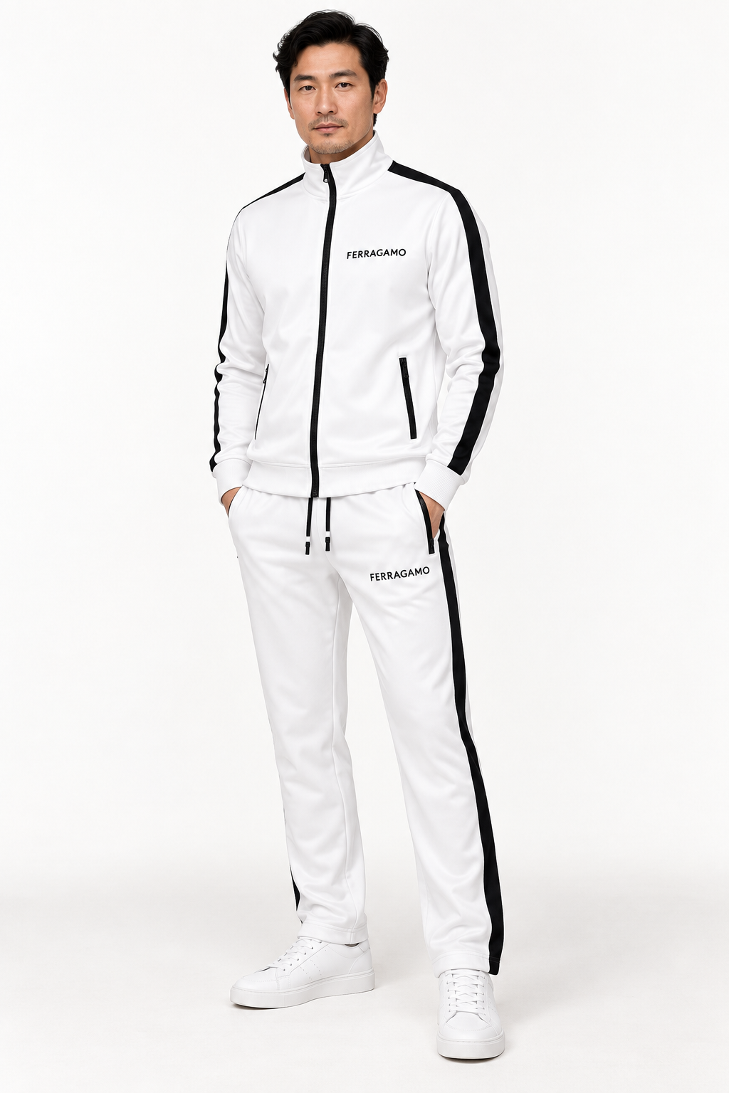 Men's Ferragamo Dri-Fit TrackSuit | Color: White | View 2