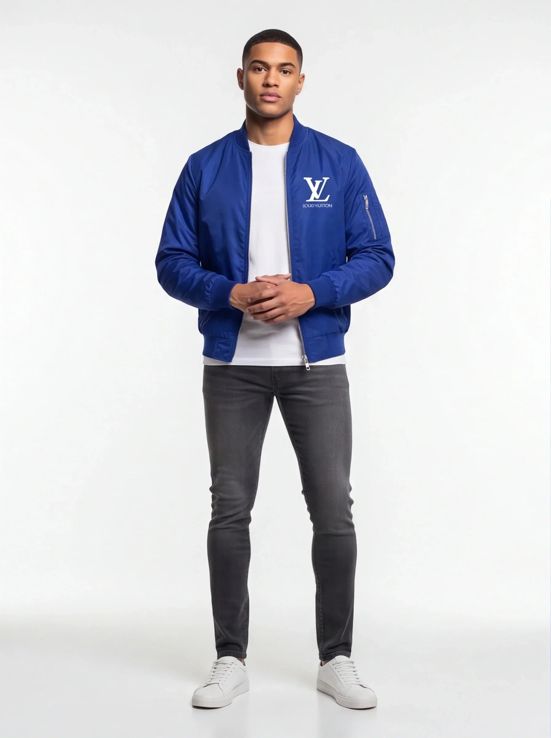 Men's Louis Vuitton Lightweight Bomber Jacket Windbreaker Softshell Varsity Jacket Coat