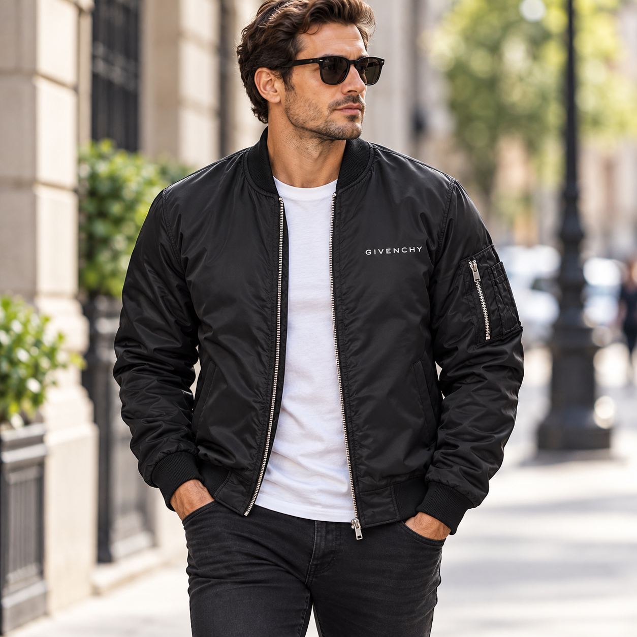 Men's Givenchy Lightweight Bomber Jacket | Color: Black | Image 1