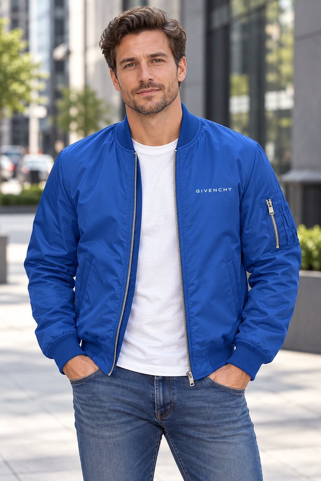 Men's Givenchy Lightweight Bomber Jacket | Color: Royal Blue | Image 1