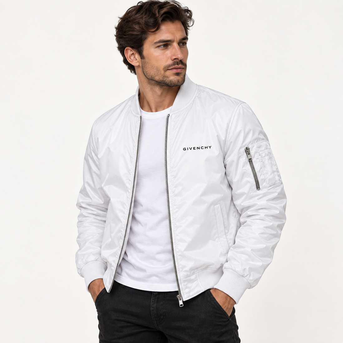 Men's Givenchy Lightweight Bomber Jacket | Color: White | Image 2