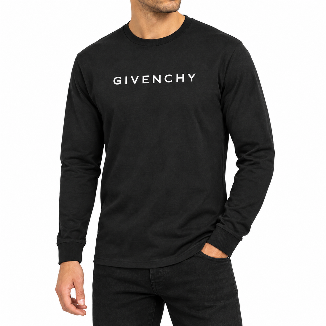 Givenchy cotton long sleeve shirt in Black, model view