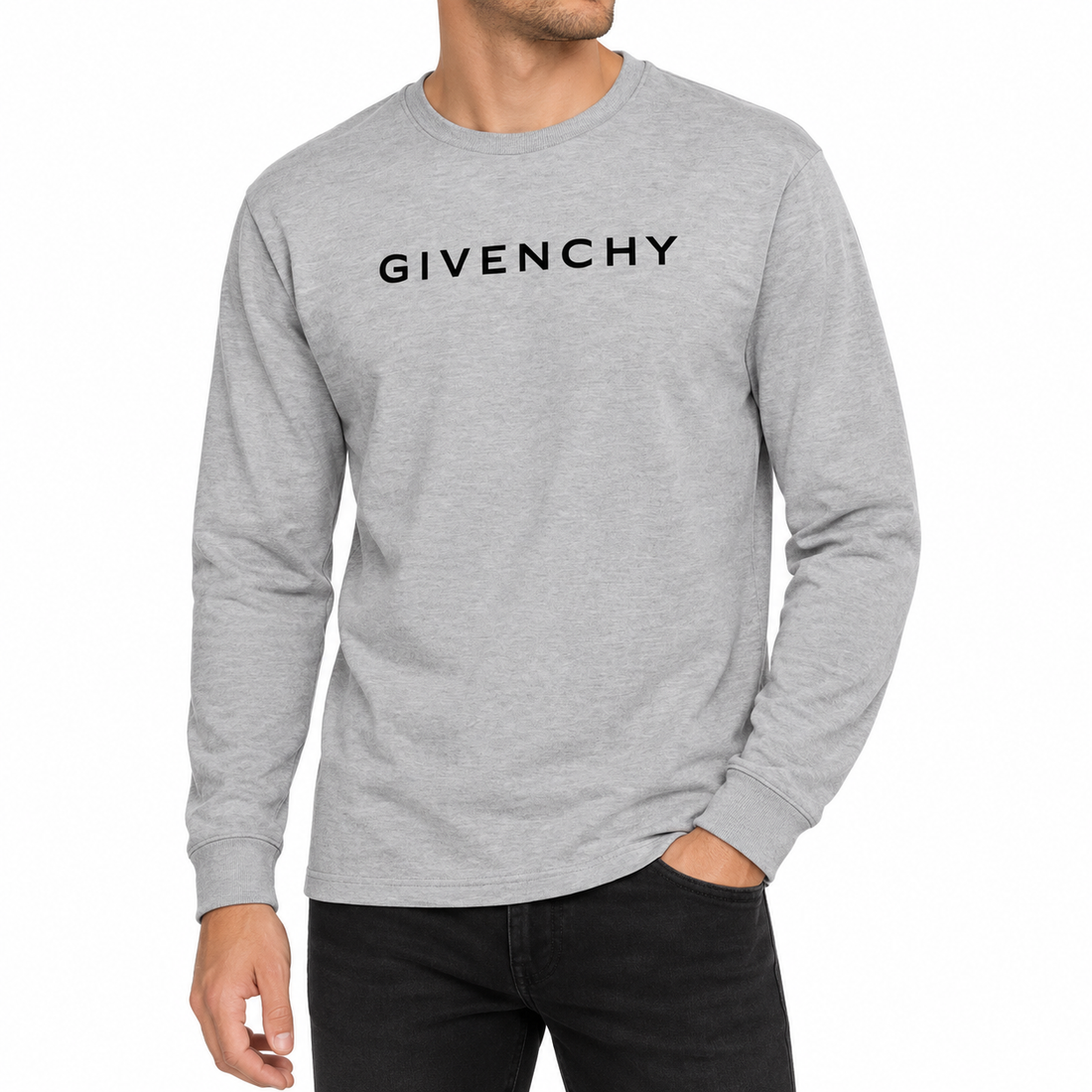 Givenchy cotton long sleeve shirt in Grey, model view