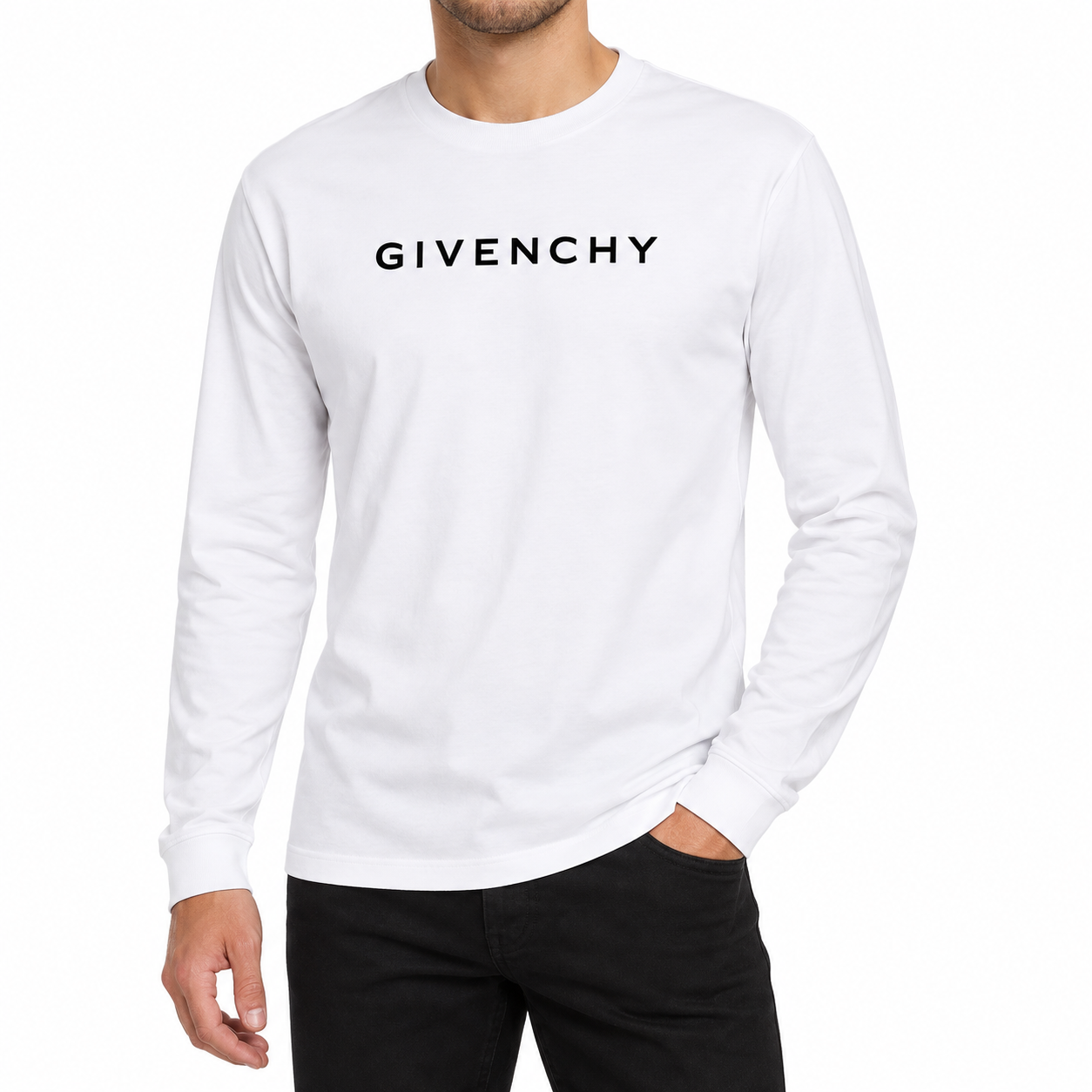 Givenchy cotton long sleeve shirt in White, model view