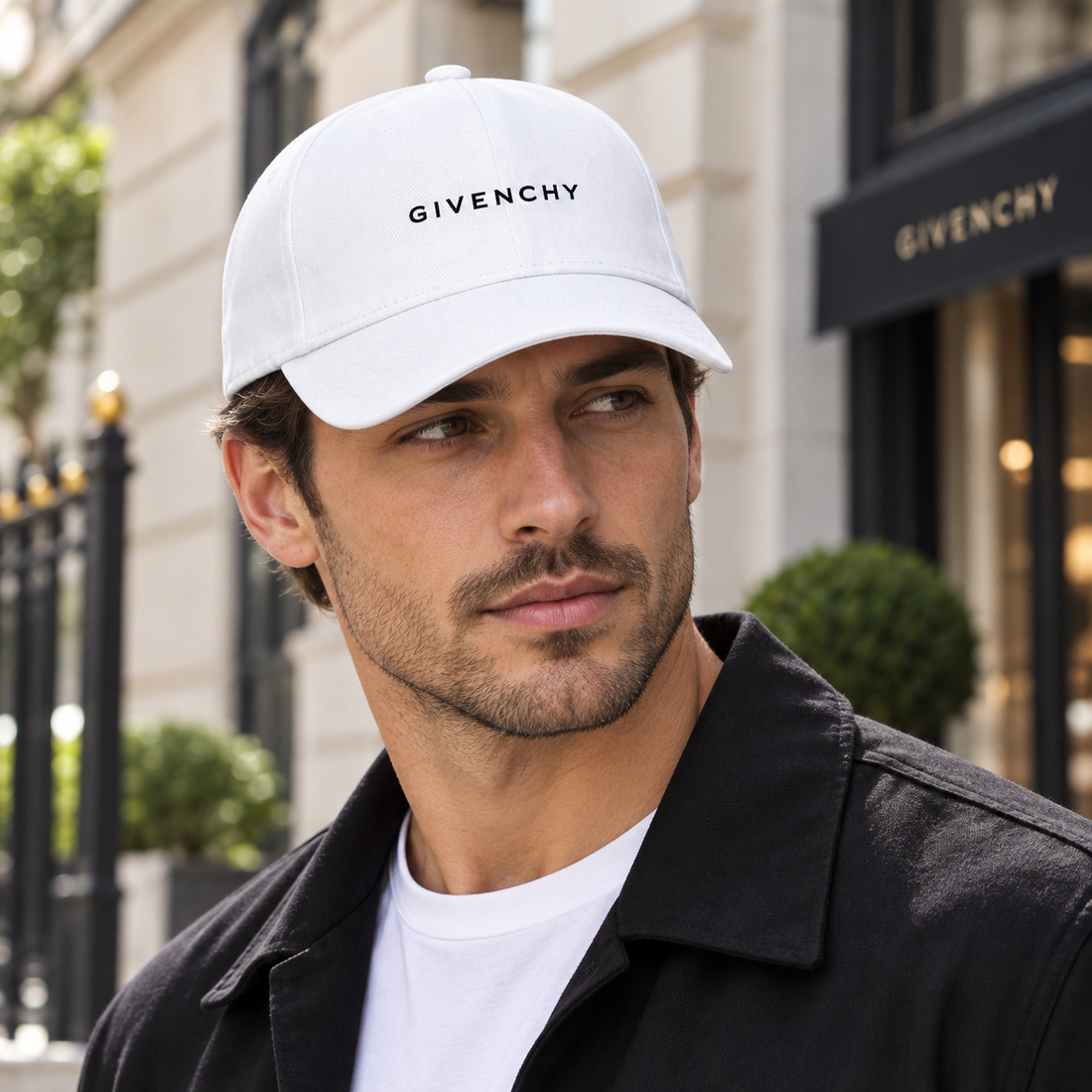 Givenchy Dad Baseball Cap Hat in White — lifestyle view