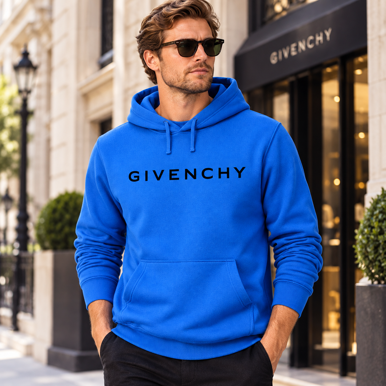 Men's Givenchy Pullover Hoodie in Azure — lifestyle view