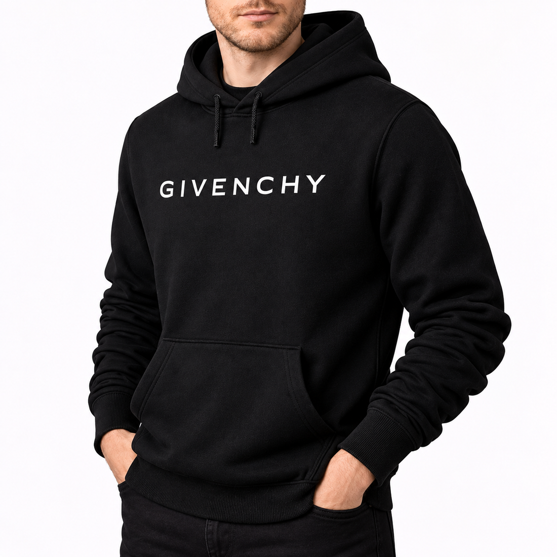 Men's Givenchy Pullover Hoodie in Black — alternate three-quarter view
