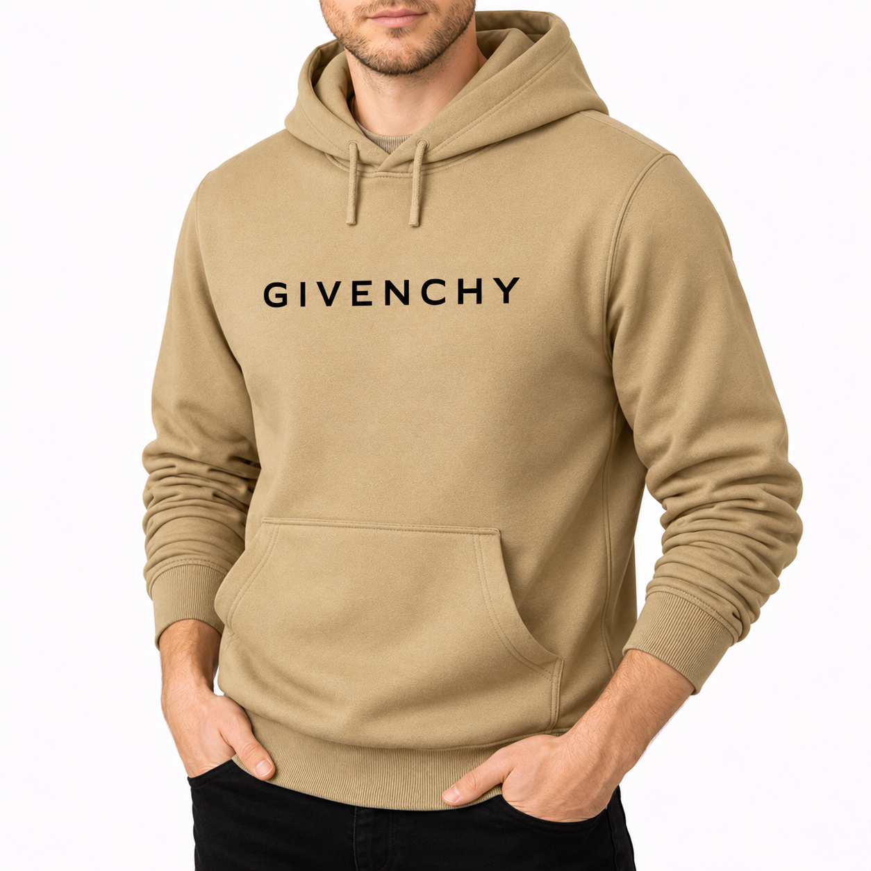 Men's Givenchy Pullover Hoodie in Khaki — alternate three-quarter view