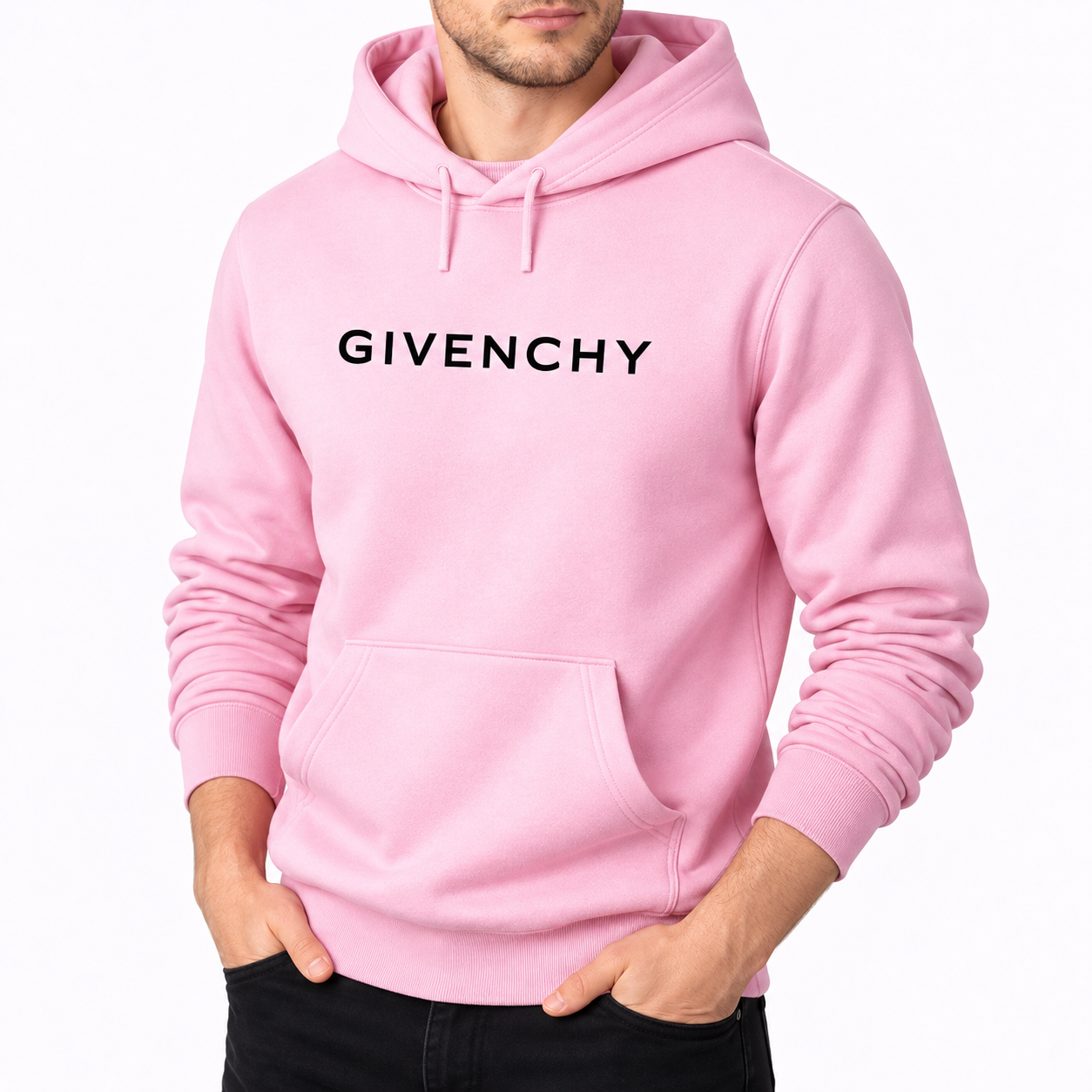 Men's Givenchy Pullover Hoodie in Light Pink — alternate three-quarter view