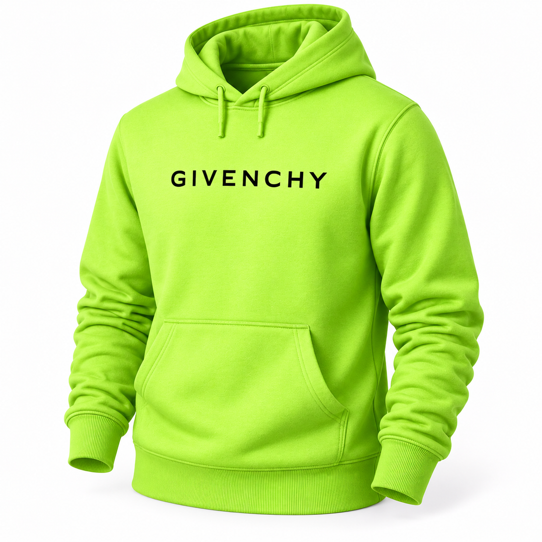 Men's Givenchy Pullover Hoodie in Lime Green — alternate three-quarter view