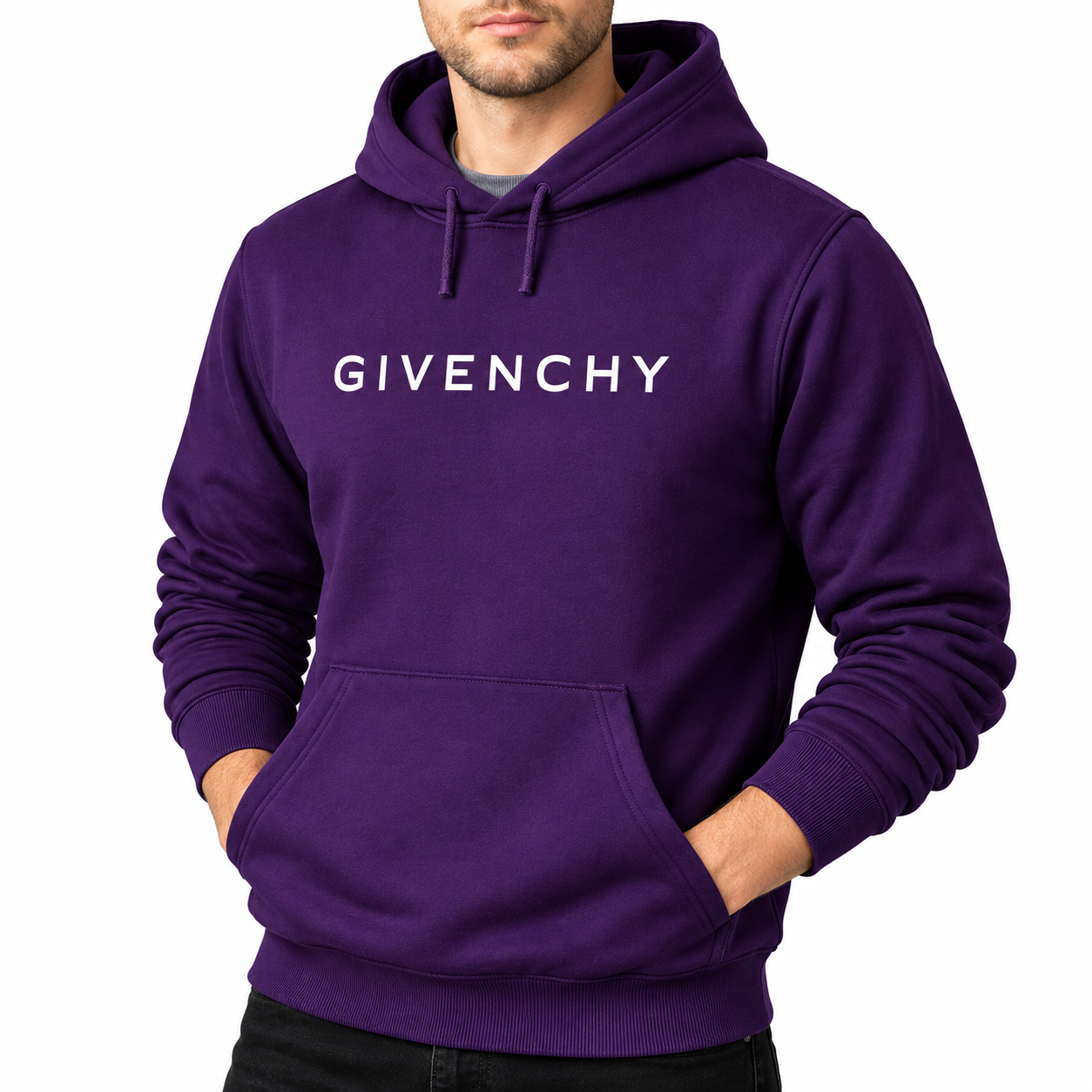 Men's Givenchy Pullover Hoodie in Purple — alternate three-quarter view