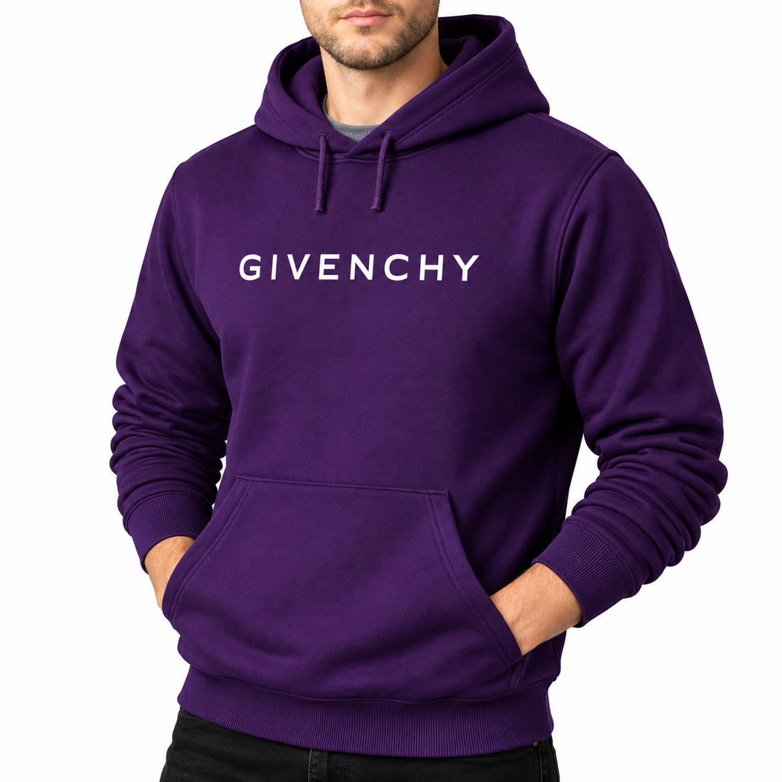 Men's Givenchy Pullover Hoodie in Purple — alternate three-quarter view