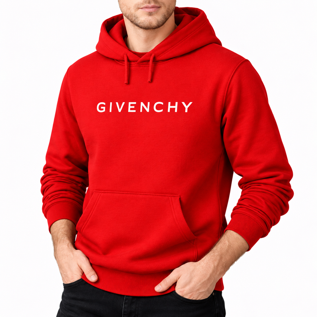 Men's Givenchy Pullover Hoodie in Red — alternate three-quarter view