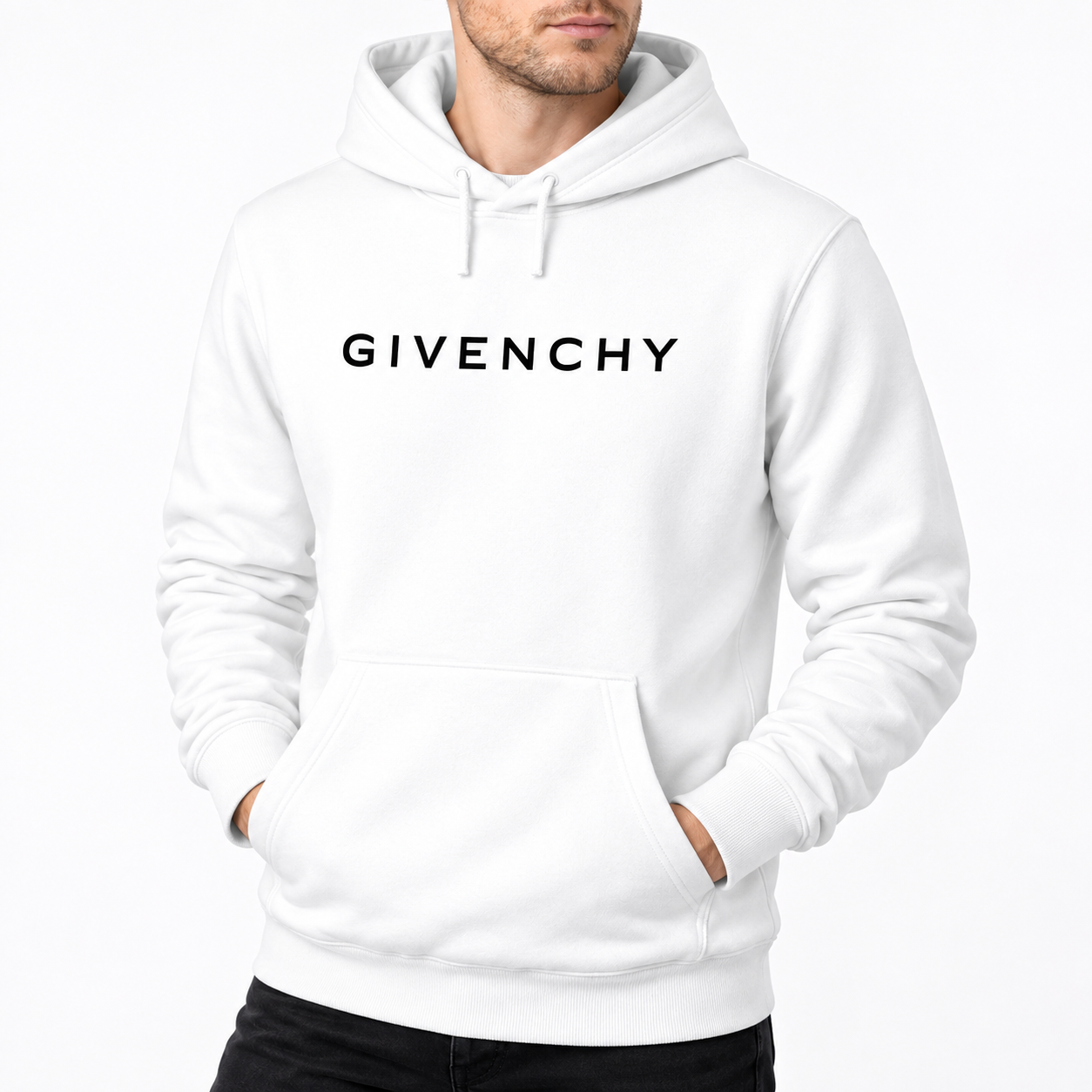 Men's Givenchy Pullover Hoodie in White — alternate three-quarter view
