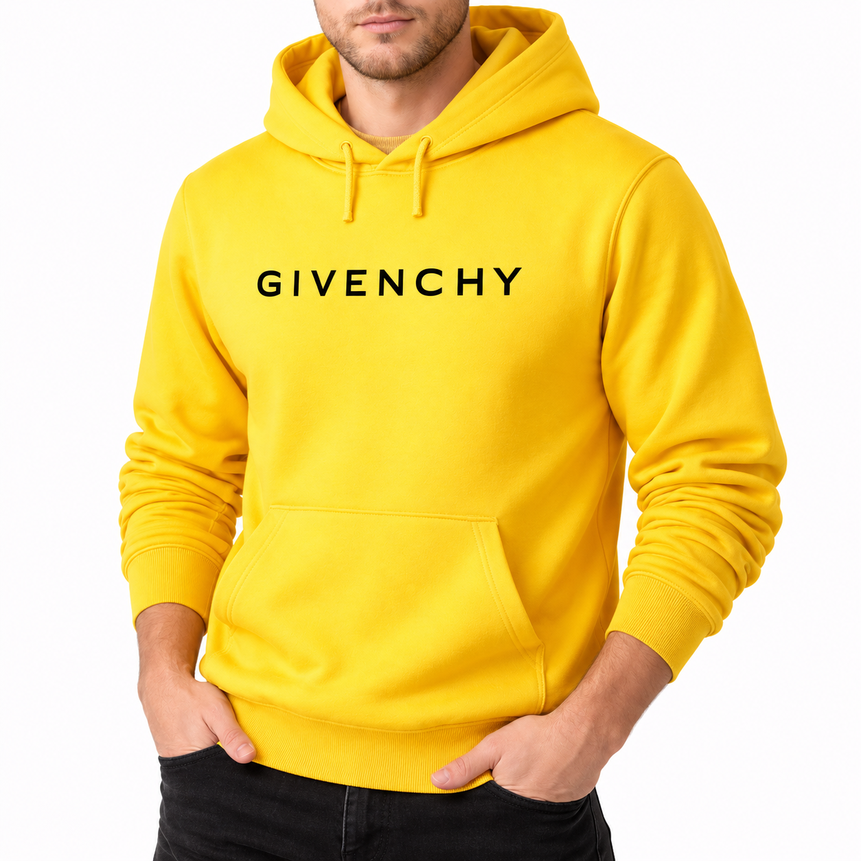Men's Givenchy Pullover Hoodie in Yellow — alternate three-quarter view