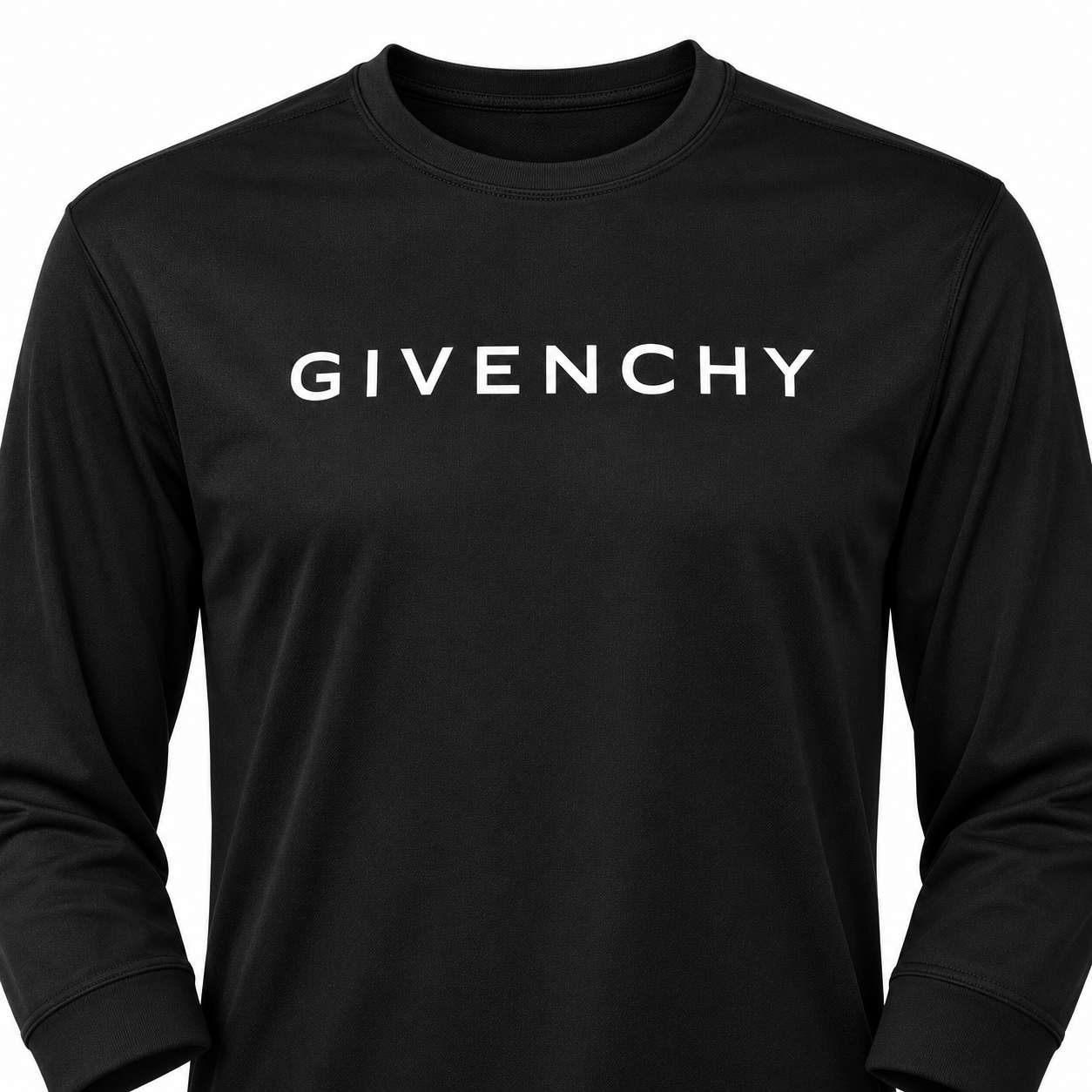 Men's Givenchy polyester long sleeve T-shirt in black, detail view