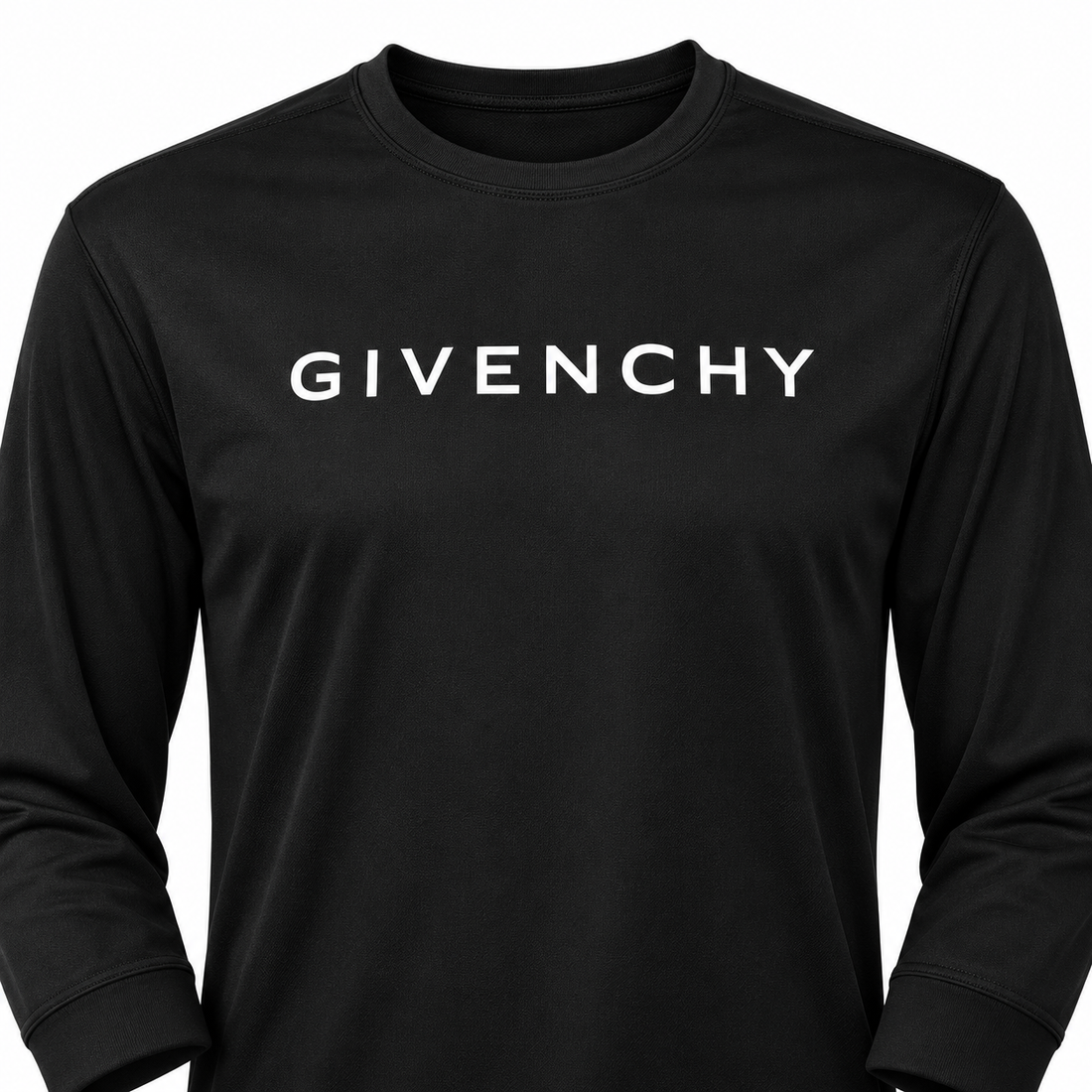Men's Givenchy polyester long sleeve T-shirt in black, detail view