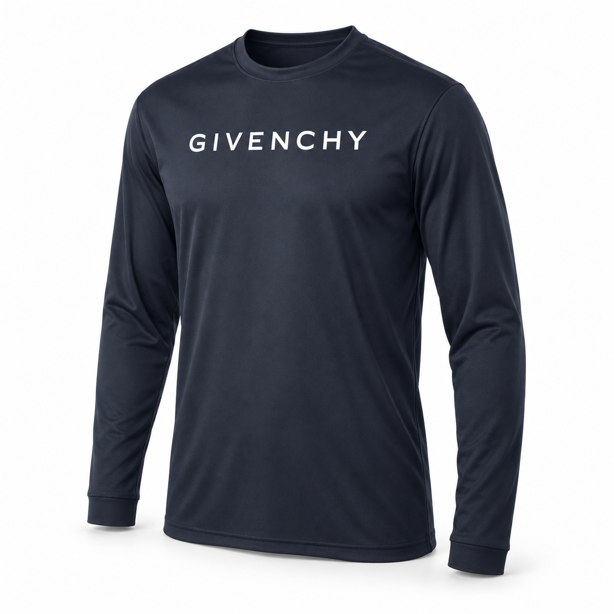 Men's Givenchy polyester long sleeve T-shirt in navy, hero view