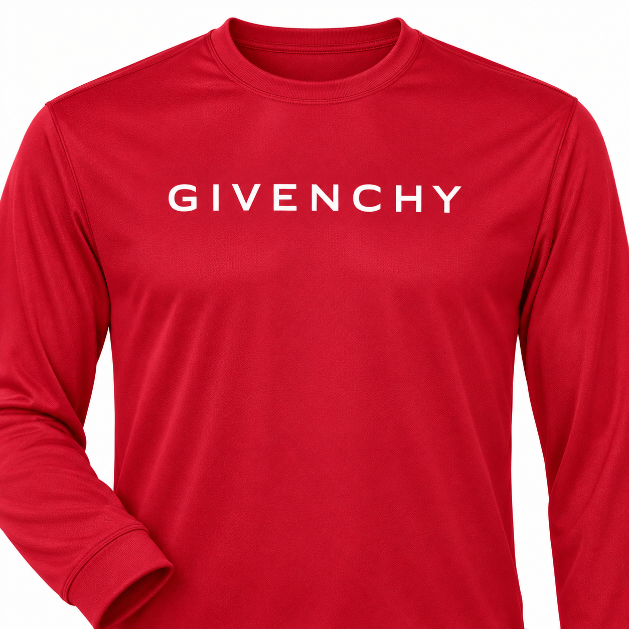Men's Givenchy polyester long sleeve T-shirt in red, detail view