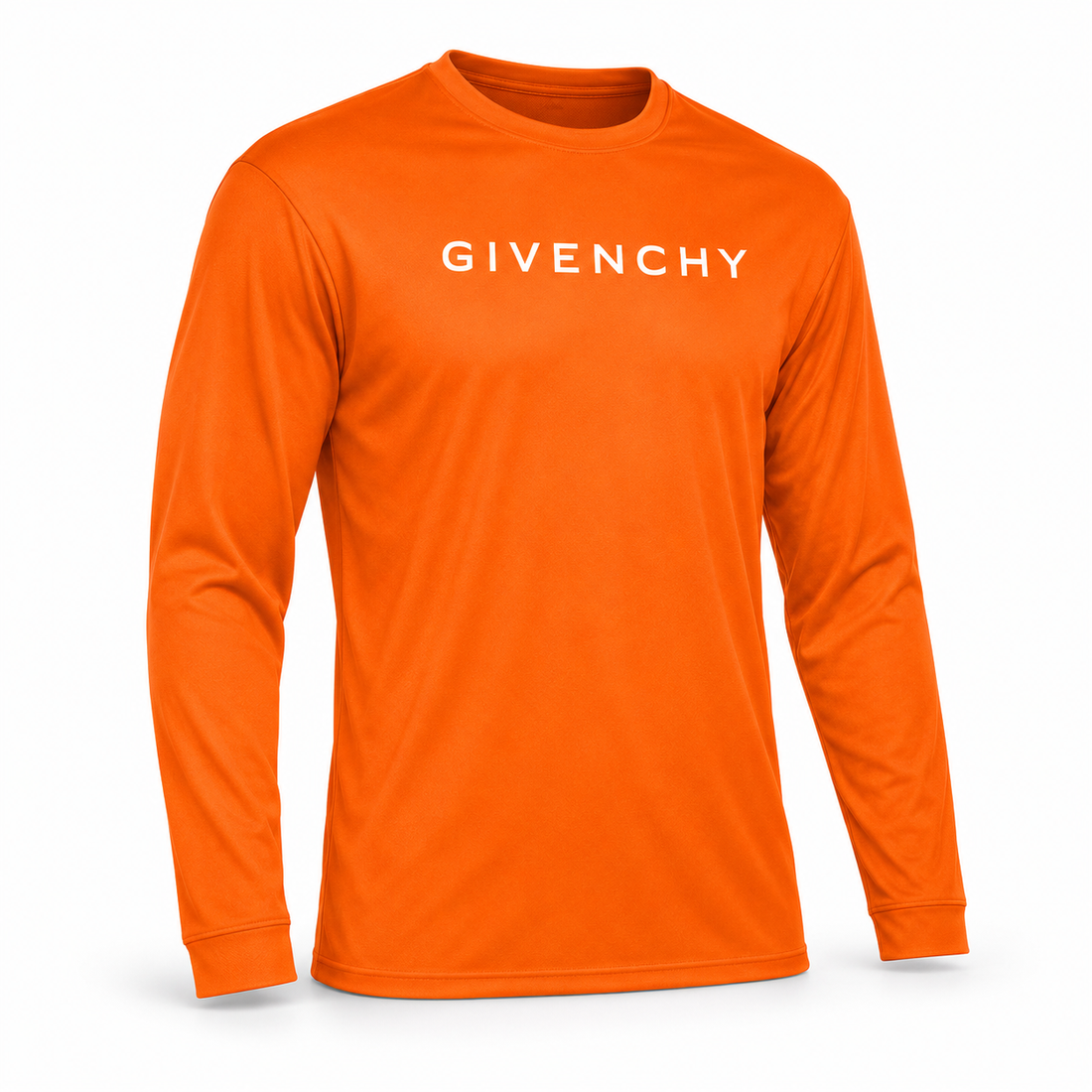 Men's Givenchy polyester long sleeve T-shirt in safety-orange, hero view
