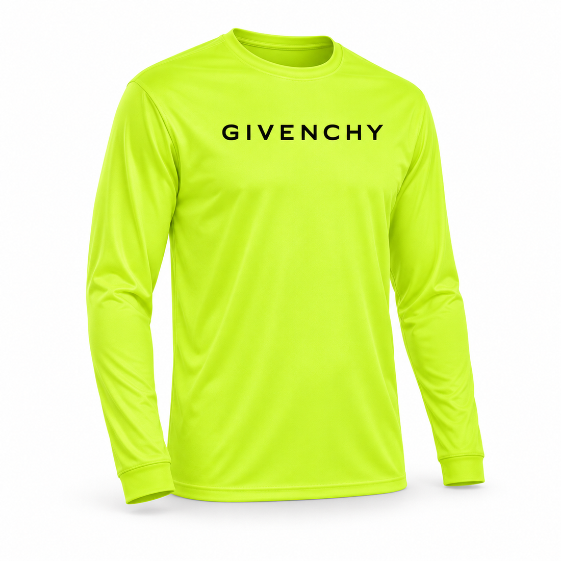 Men's Givenchy polyester long sleeve T-shirt in safety-yellow, hero view