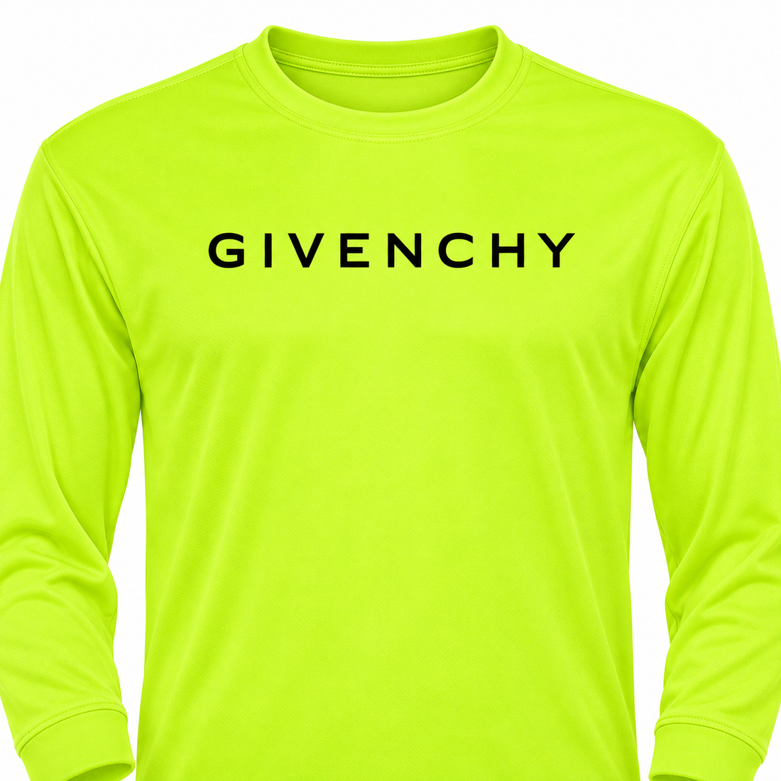 Men's Givenchy polyester long sleeve T-shirt in safety-yellow, detail view