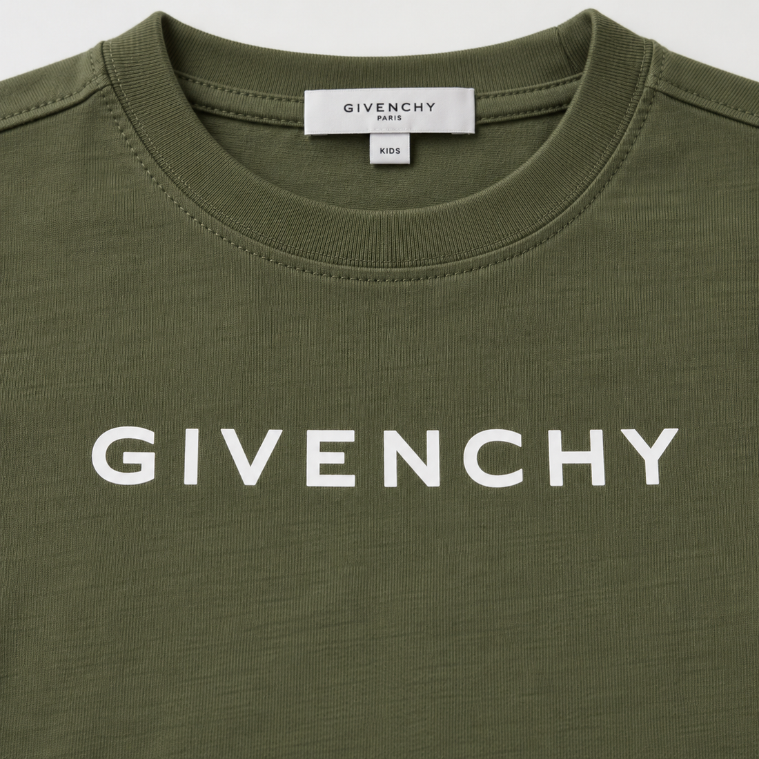 Youth Kids Givenchy Cotton T-Shirt in Army Green — detail view