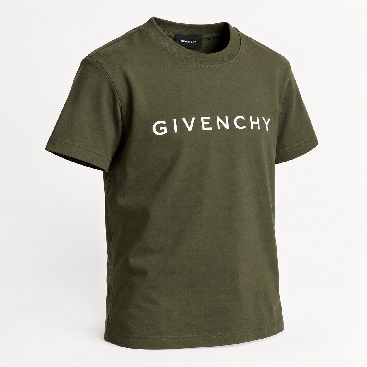 Youth Kids Givenchy Cotton T-Shirt in Army Green — alternate three-quarter view