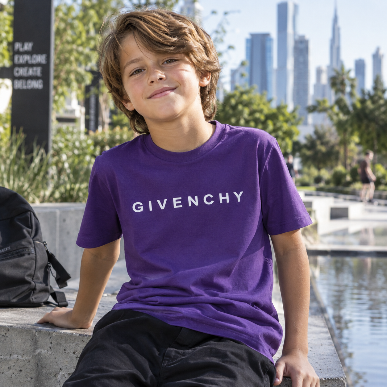 Youth Kids Givenchy Cotton T-Shirt in Purple — lifestyle view