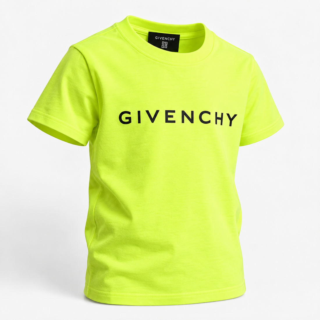 Youth Kids Givenchy Cotton T-Shirt in Safety Green — alternate three-quarter view