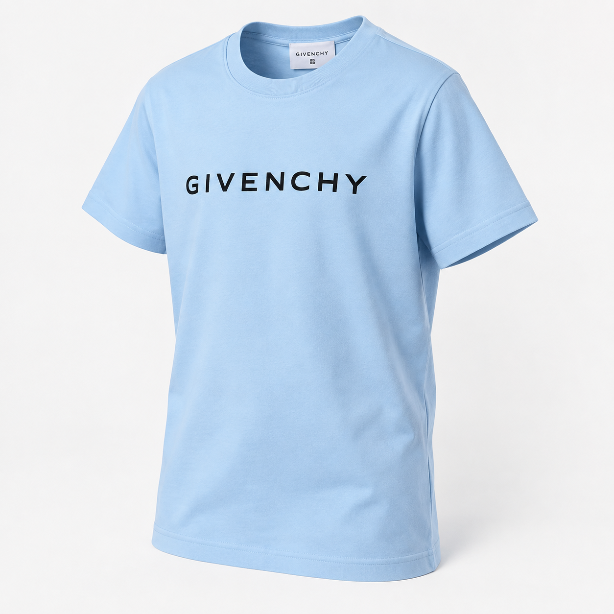 Youth Kids Givenchy Cotton T-Shirt in Sky Blue — alternate three-quarter view