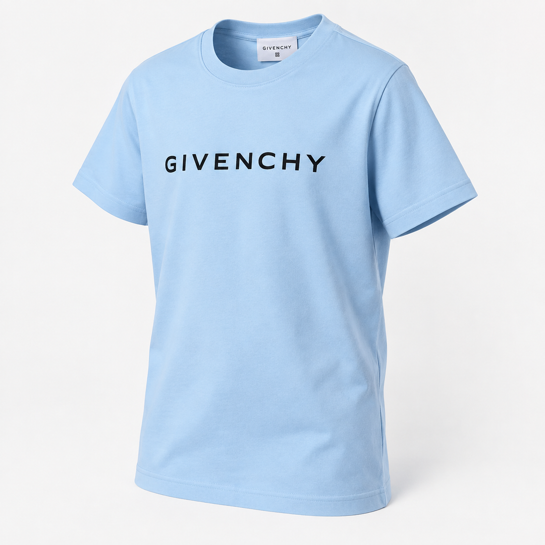 Youth Kids Givenchy Cotton T-Shirt in Sky Blue — alternate three-quarter view