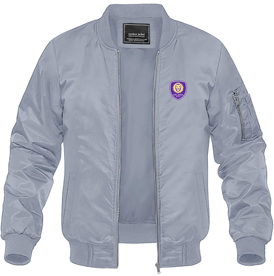 Men's Orlando City Soccer  Lightweight Bomber Jacket Windbreaker Softshell Varsity Jacket Coat
